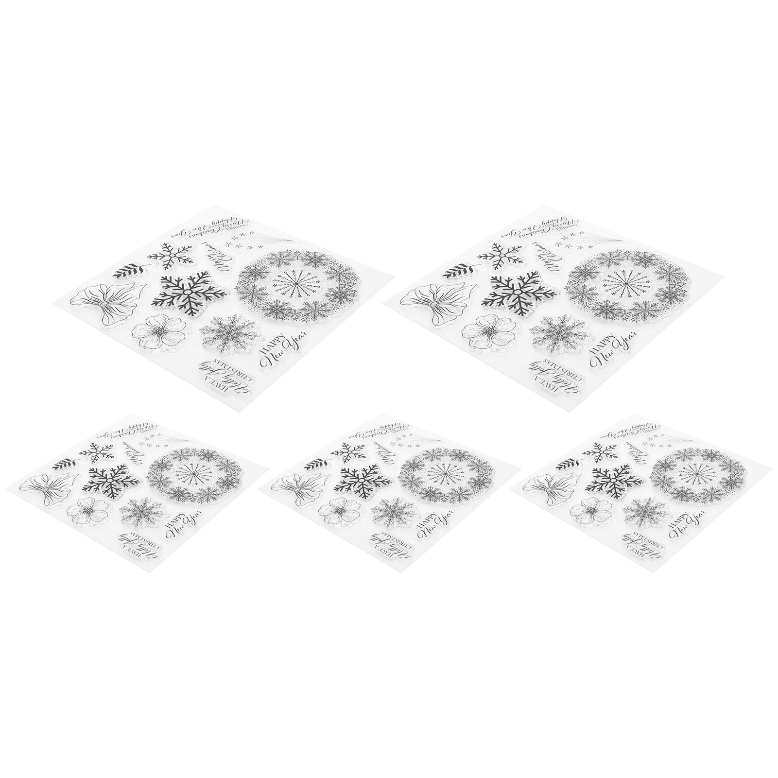 5er-packung Transparente Silikonstempel In Schneeflockenform Für Weihnachtliche Dekorationen – Diy-zubehör