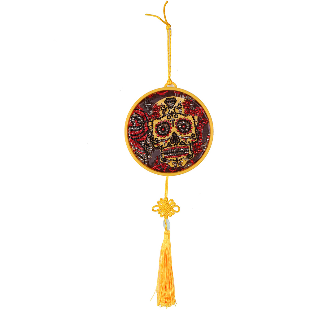 Hängende Led-lampe Mit Diamantmalerei-motiv, Rundes Totenkopfmuster, Diy-geschenk, Schreibtischdekoration Für Zuhause