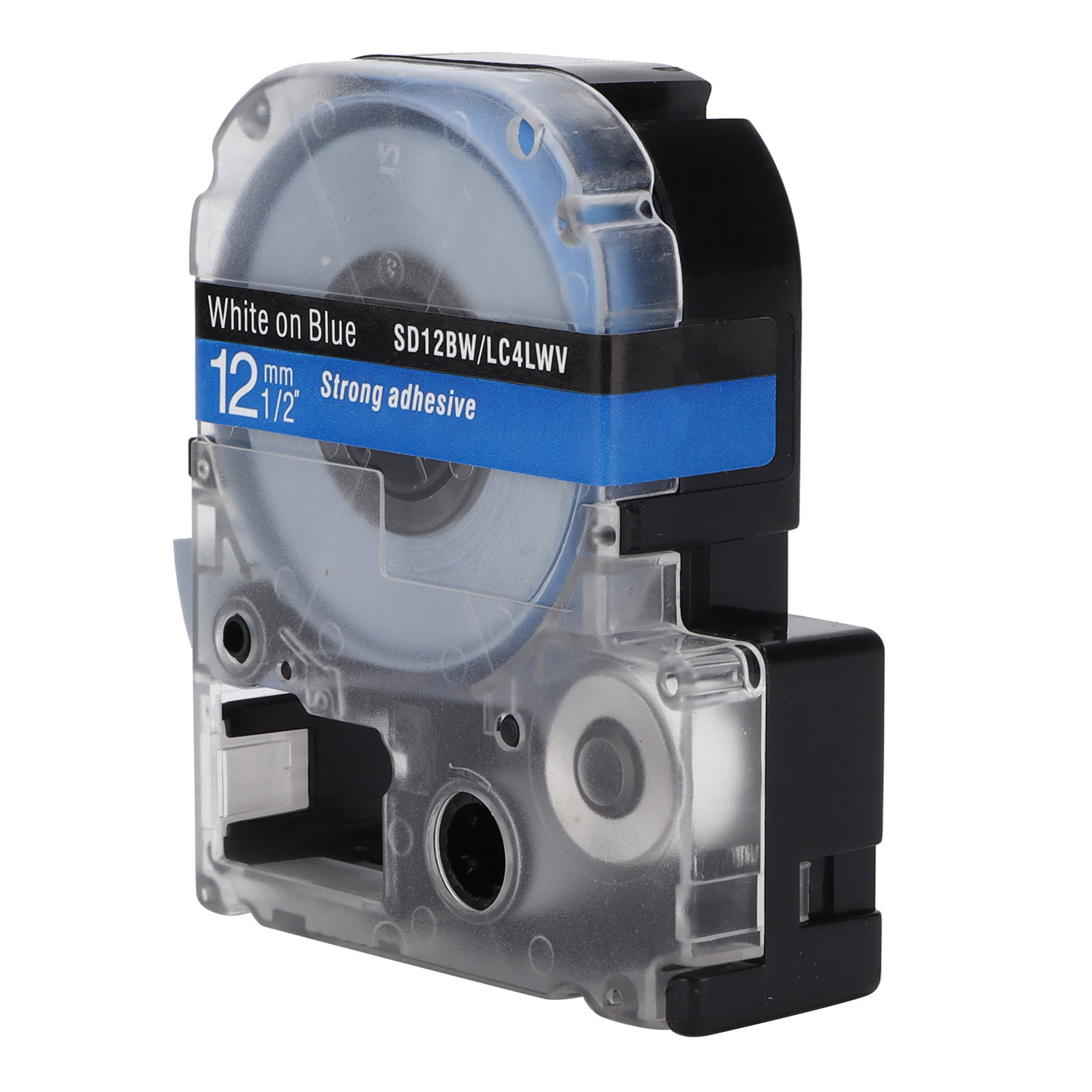 Etikettenband 12 Mm, Ölbeständig, Korrosionsbeständig, Verschleißfest, Transparent, Langlebig, Für Etikettiermaschinen (weiß Auf Blau)