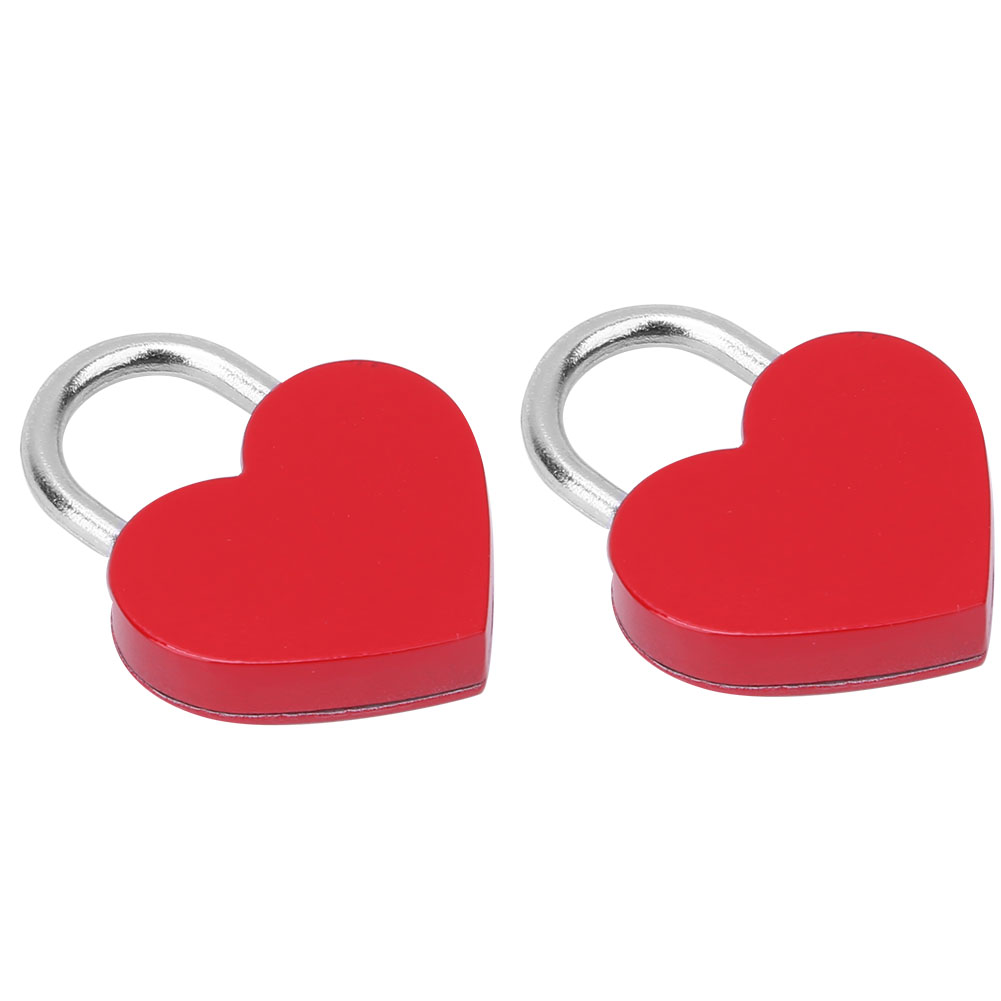 2 Sets Herzschloss Metall Vorhängeschloss, Farbenfroh, Exquisit, Mit Schlüsseln, 30 X 39 Mm, Rot