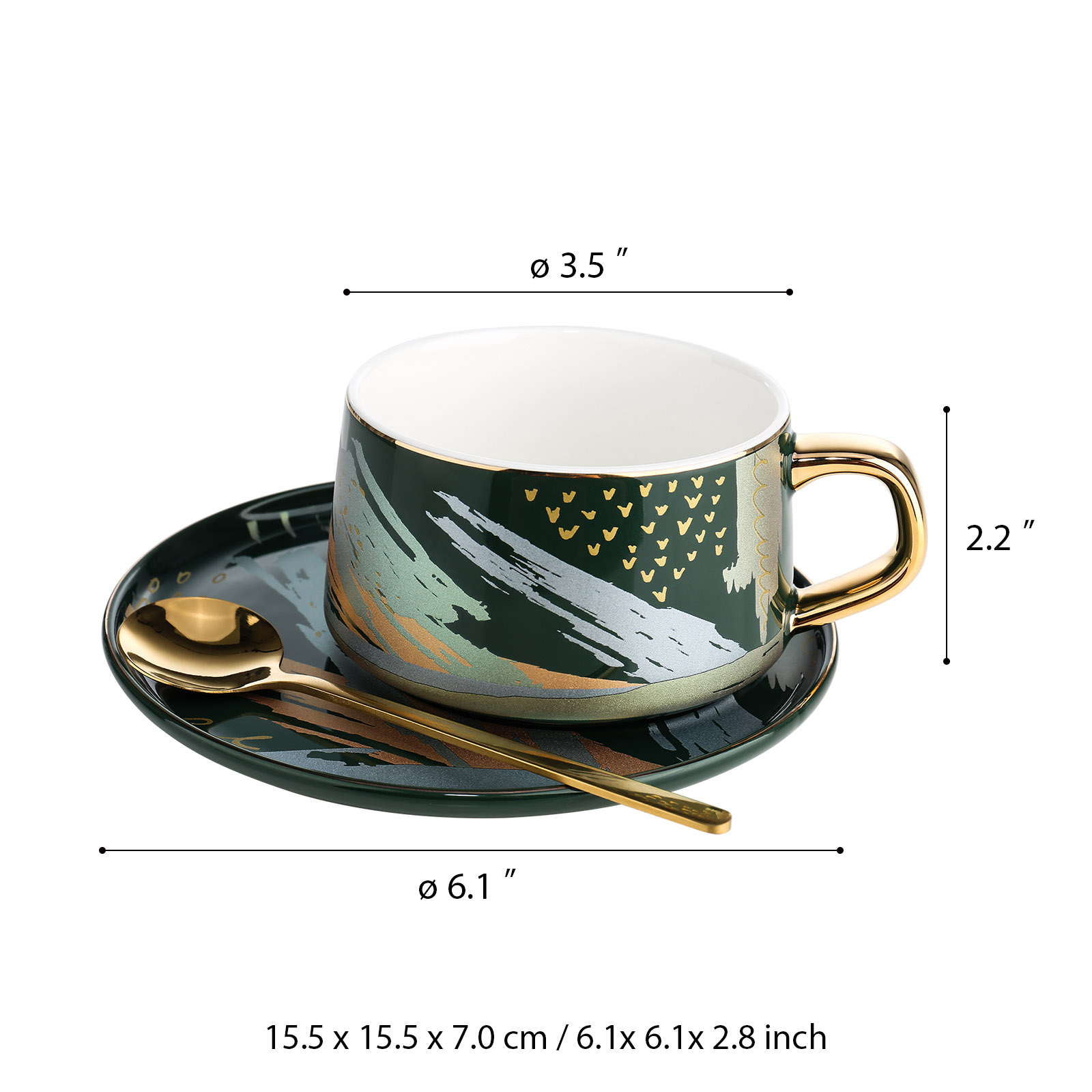 Tooarts Kaffeetasse Und Untertasse Set, Keramik-teetasse, Geschenkverpackung, Löffelbecher Aus Edelstahl 304, Für Büro Oder Zuhause, In 4 Farben