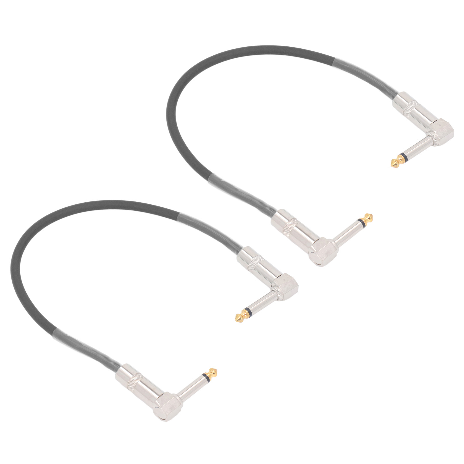 2 Stück 12-zoll-gitarrenkabel (6,35-mm-klinkenstecker) Für Gitarreneffektpedale, Reines Kupfer, Musikinstrumentenkabel, Mattschwarz
