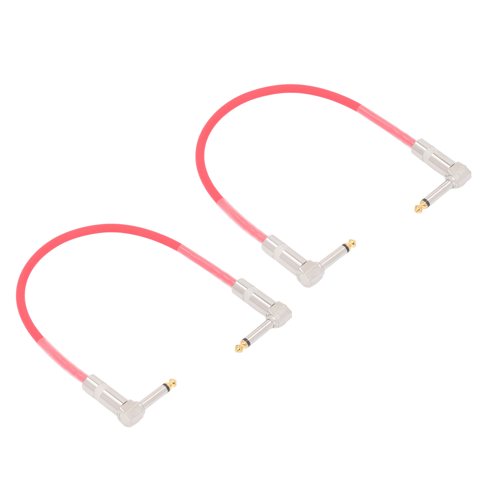 2 Stück 12-zoll-gitarren-jumperkabel Mit 6,35-mm-klinkenstecker, Gitarren-effektpedalkabel Aus Reinem Kupfer, Musikinstrumentenkabel, Rot