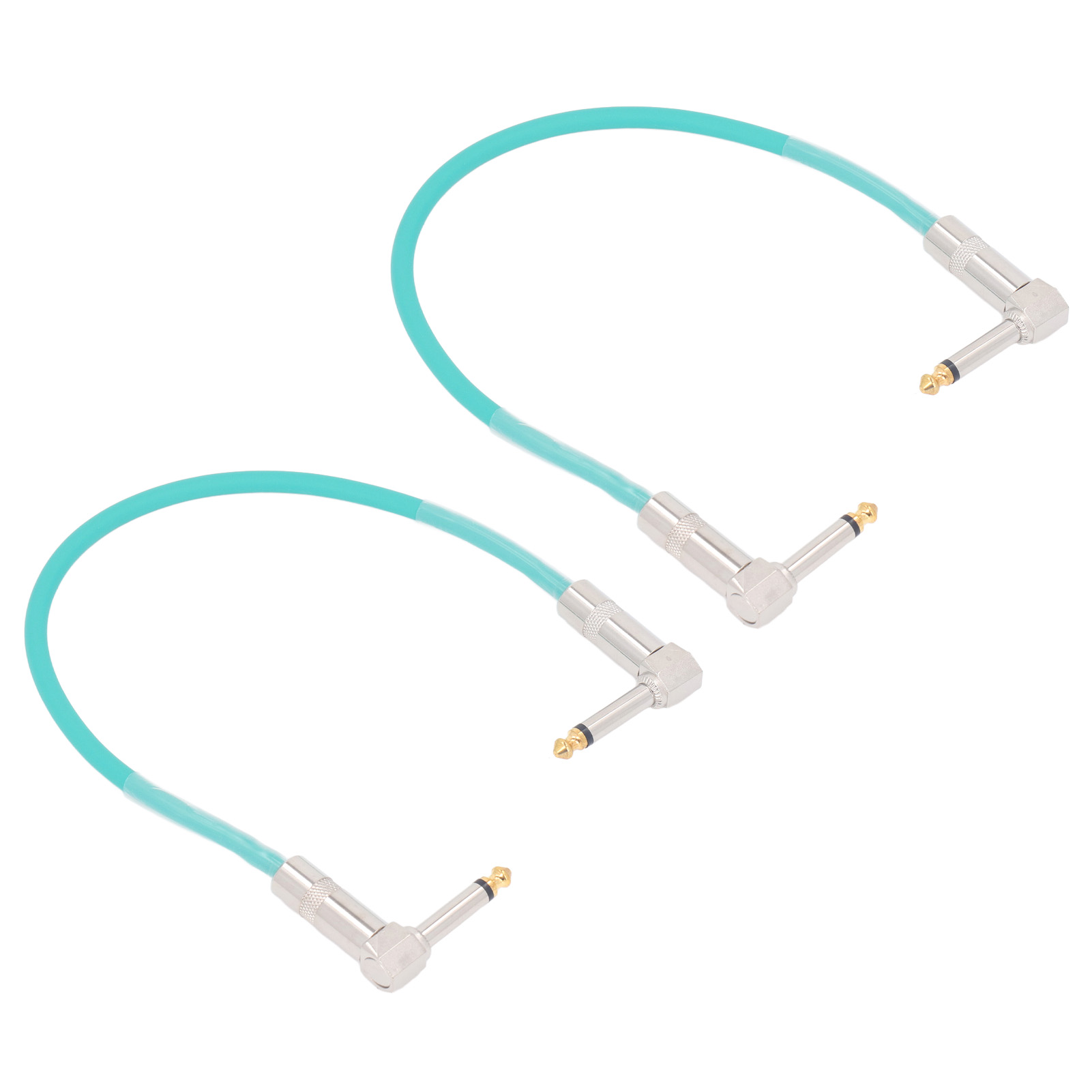 2 Stück 12-zoll-gitarren-jumperkabel, 6,35-mm-klinkenstecker, Gitarren-effektpedalkabel, Reines Kupfer, Musikinstrumentenkabel, Cyan