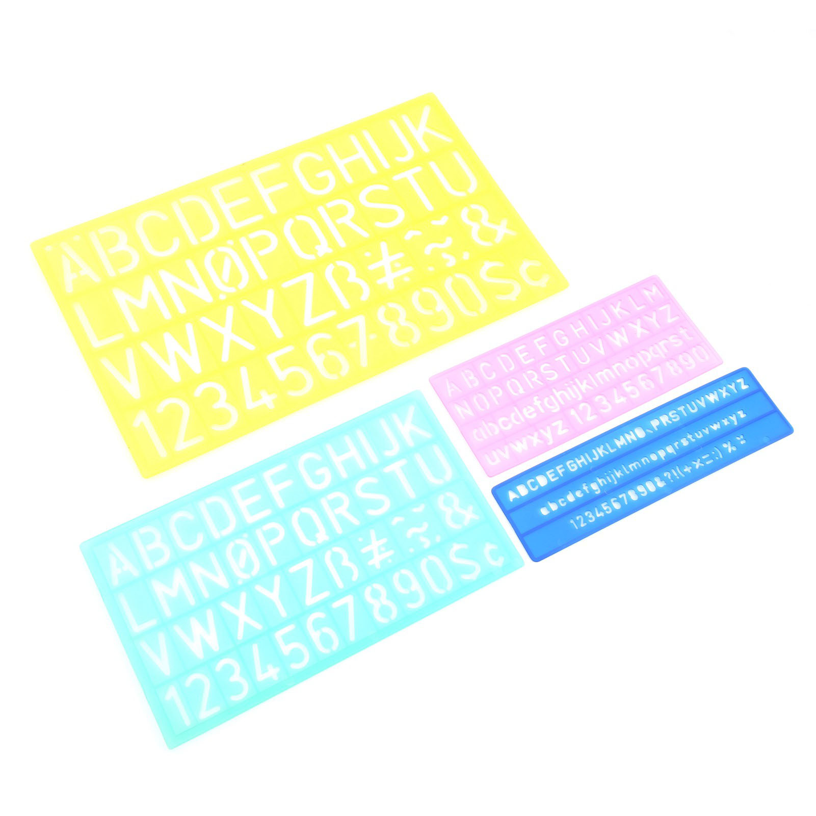 4-teiliges Set Aus Schablonen, Linealen Und Bunten Kunststoff-zahlen- Und Buchstabenmustern Zum Zeichnen Für Kinder – Ideal Für Digitales Malen