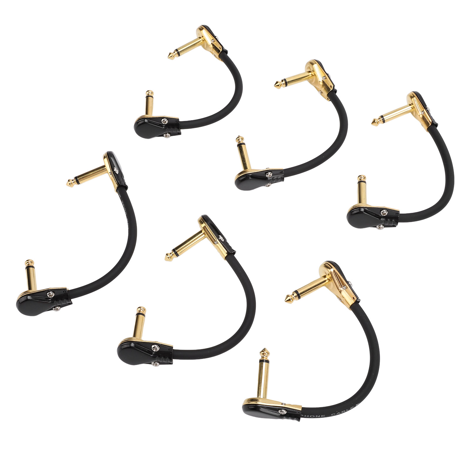 6 Stück Gitarren-effektpedalkabel, 15 Cm (6 Zoll), 6,35-mm-klinkenstecker, Rechtwinklig, Für Mikrofon, Verstärker Und Keyboard, Flachstecker, Gold