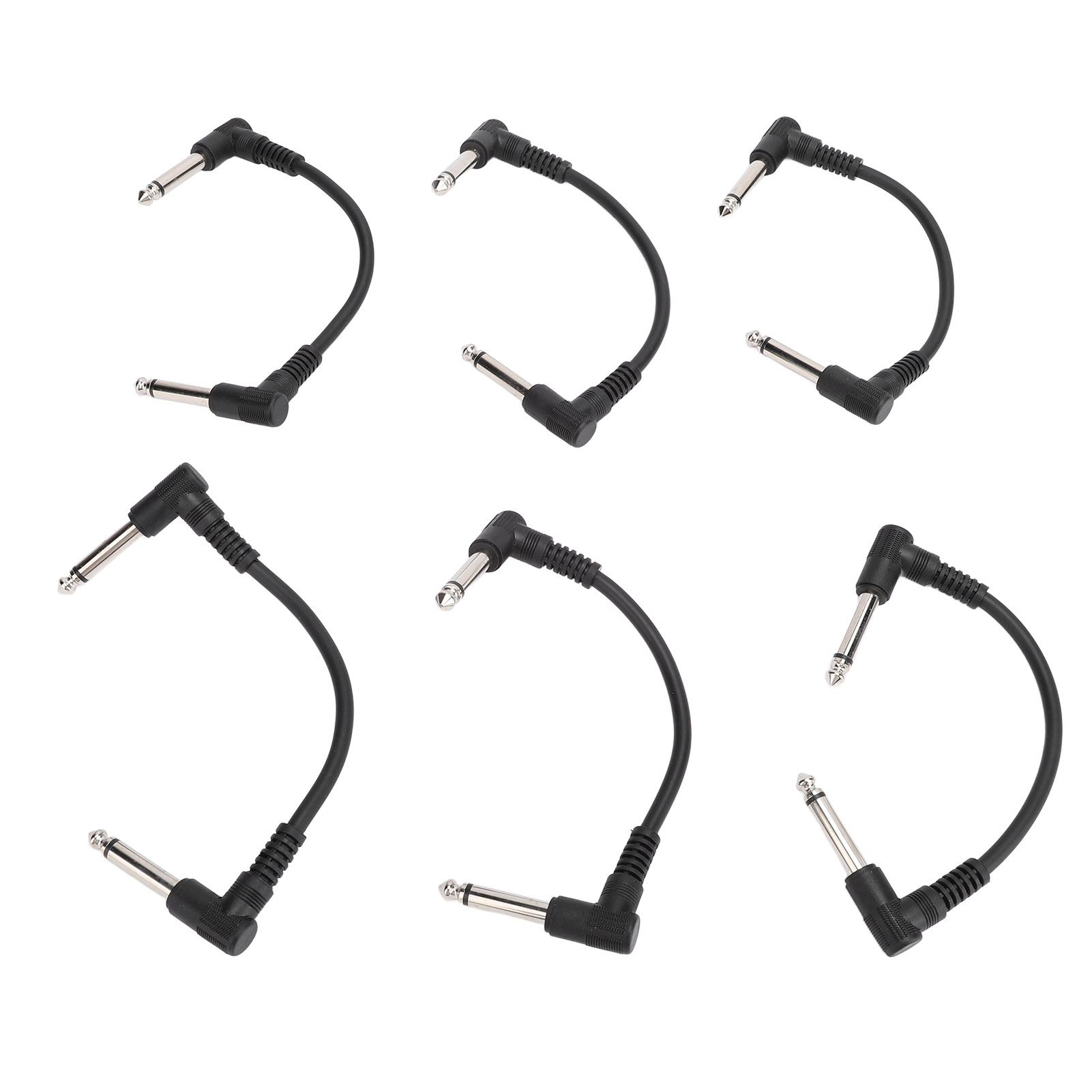 Stück Gitarren-effektpedalkabel, 15 Cm (6 Zoll), 6,35-mm-klinkenstecker, Rechtwinklig, Für Mikrofon, Verstärker Und Keyboard, Schwarz