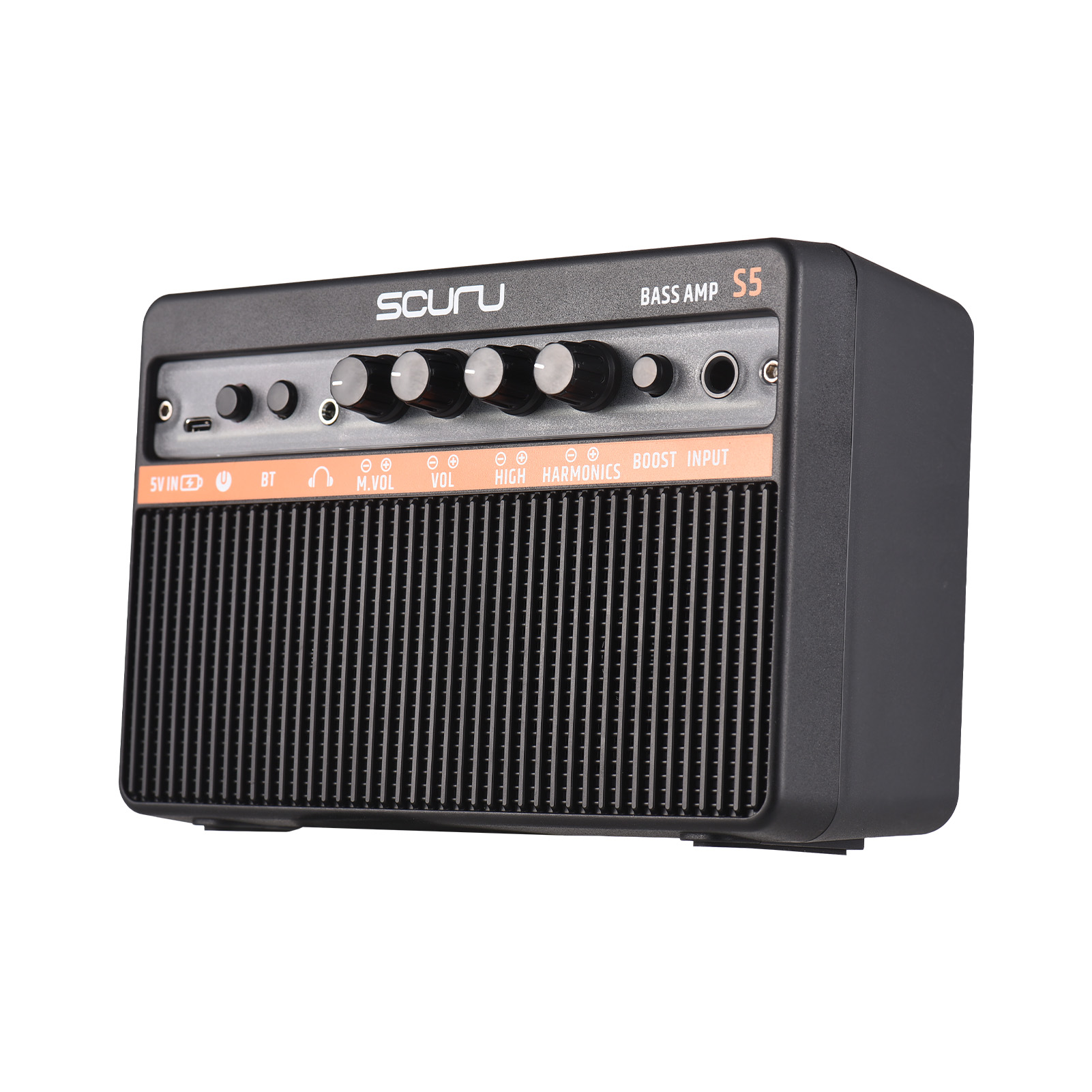 Scuru 20w Kompakter E-bass-verstärker, Tragbarer Bassgitarren-übungslautsprecher Für Tägliches Üben Und Straßenauftritte, Wiederaufladbarer Verstärker Mit Bluetooth-/kopfhöreranschluss, Integriertem B