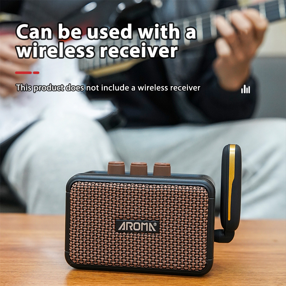 Aroma 5w E-gitarren-lautsprecher, Desktop-lautsprecher, Clean- Und Overdrive-sound, 2 Soundeffekte, Bluetooth-/kopfhöreranschluss, 6,35-mm-universal-eingangsschnittstelle, Plug & Play, Integrierter Ak