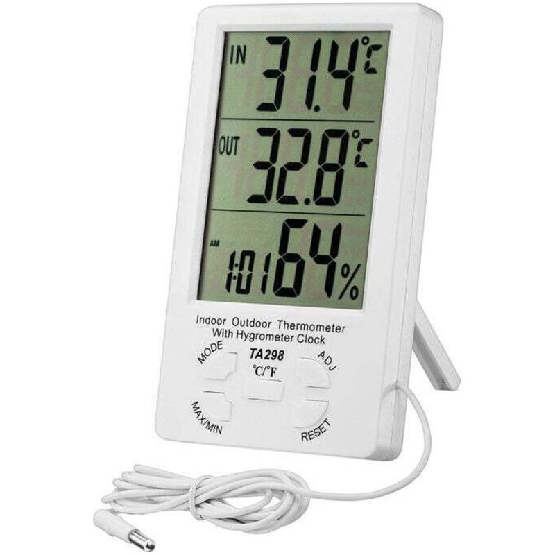 Digitales Thermometer-hygrometer, Digitales Lcd-thermometer Mit Sonde, Hygrometer Für Innen- Und Außenbereiche, Temperatur- Und Feuchtigkeitsmonitor, Sensortester Für Kühlschrank, Büro Usw.
