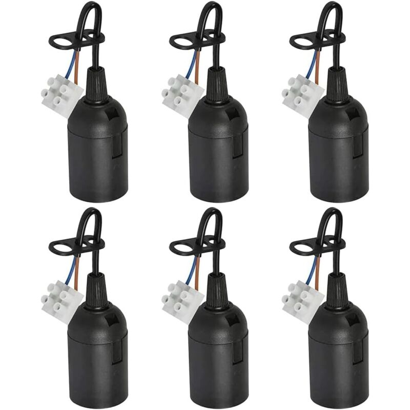 E27 Ersatzfassung 2a 250v Lampenfassung Mit Kabel (max. 60w) Schwarz Renovierungs- Und Baufassung - 6 Stück