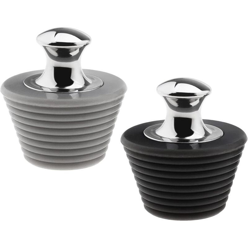 2er-set Badewannen-ablaufstopfen, Badezimmer, Badewanne, Edelstahl 304, Silikagel, Schwarz Und Grau, 45 Bis 29 Mm Durchmesser, Badezimmerzubehör