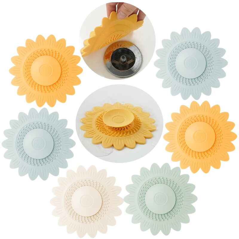 Set Mit 6 Silikon-abflussstopfen, Universal-badewannenstopfen, Schutzfilter Für Boden, Waschküche, Küche Und Badezimmer, Silikon-spülbeckenstopfen (4 Farben)