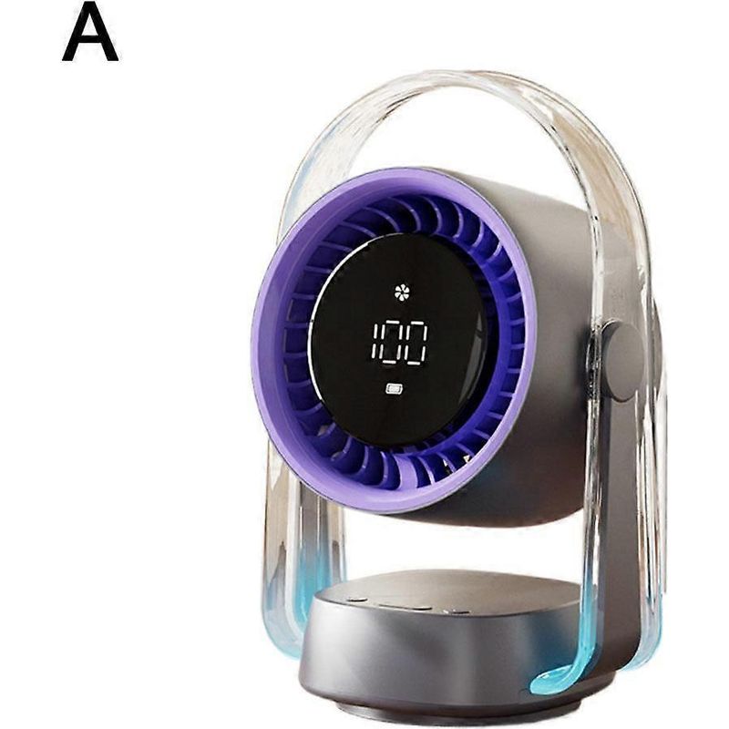 Hängender Tischventilator Mit Ladefunktion Für Zu Hause, Turbo-tischventilator Mit Violettem Digitaldisplay