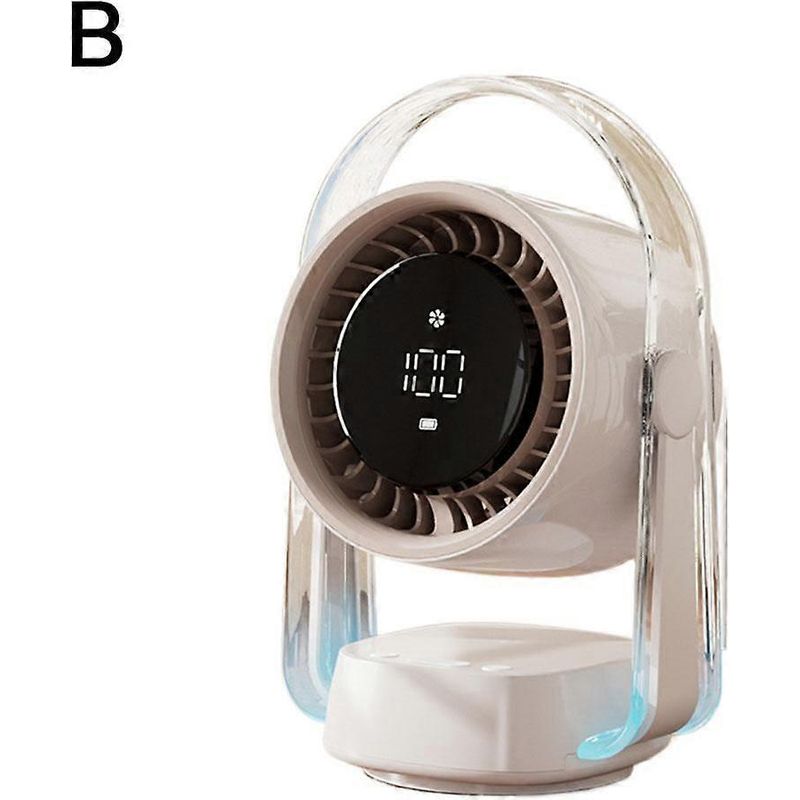Hängender Tischventilator Mit Ladefunktion Für Zu Hause, Cremefarbener Turbo-tischventilator Mit Digitalanzeige