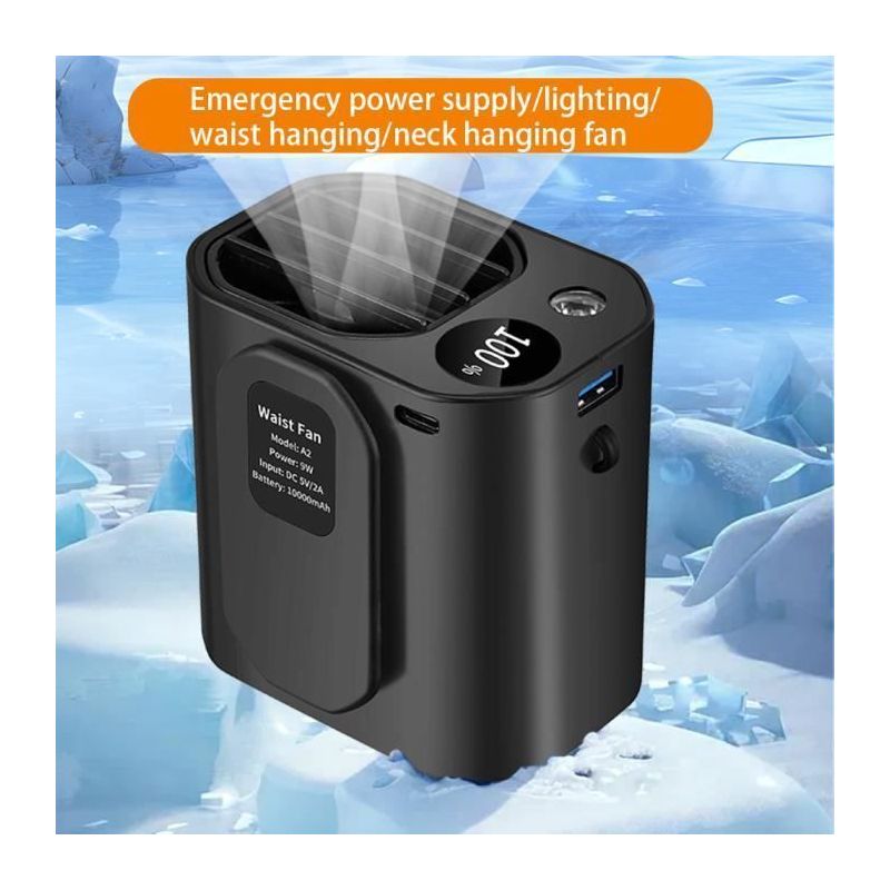 Multifunktionsventilator – A2g – Usb-aufladbar – 10.000 Mah – 3 Geschwindigkeitsstufen – Schwarz