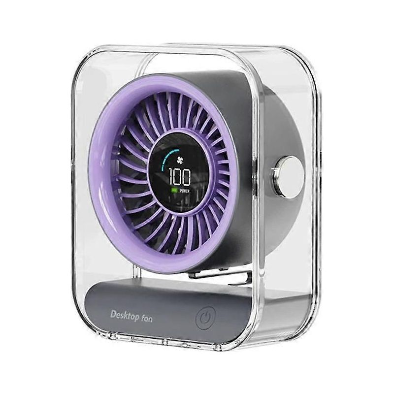Mini-tischventilator Mit Hoher Drehzahl, Lila, Usb-ladefunktion, Digitalanzeige, Für Zuhause