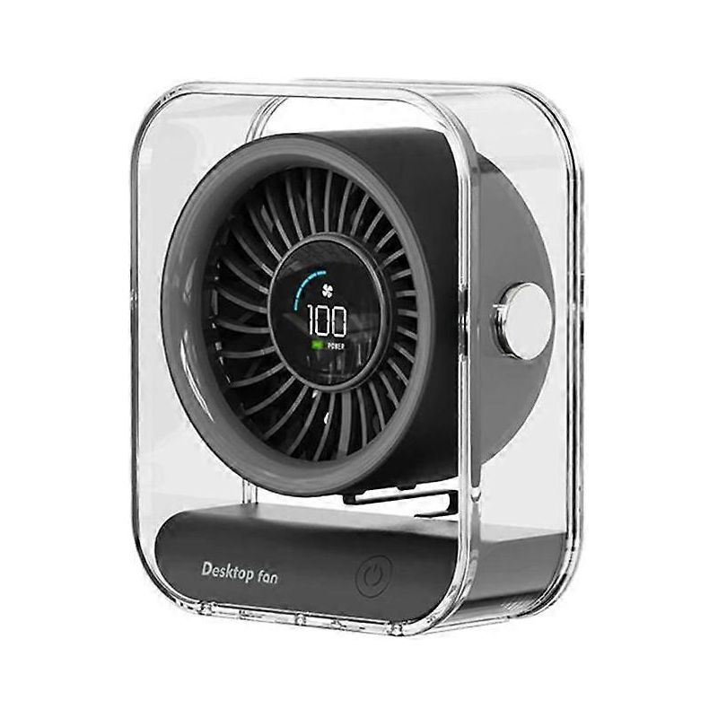 Mini-turbo-tischventilator Mit Hoher Drehzahl, Schwarz, Usb-ladefunktion, Digitalanzeige Und Kompakter Bauweise Für Zuhause.