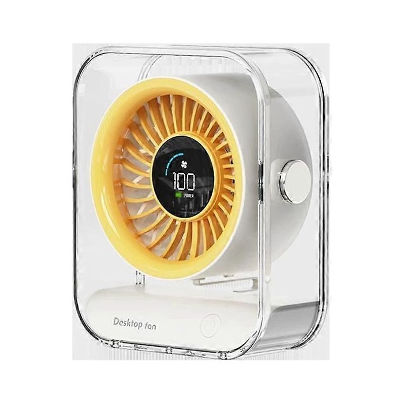 Mini-turbo-tischventilator Mit Hoher Drehzahl, Gelb, Usb-ladefunktion, Digitalanzeige, Für Zuhause
