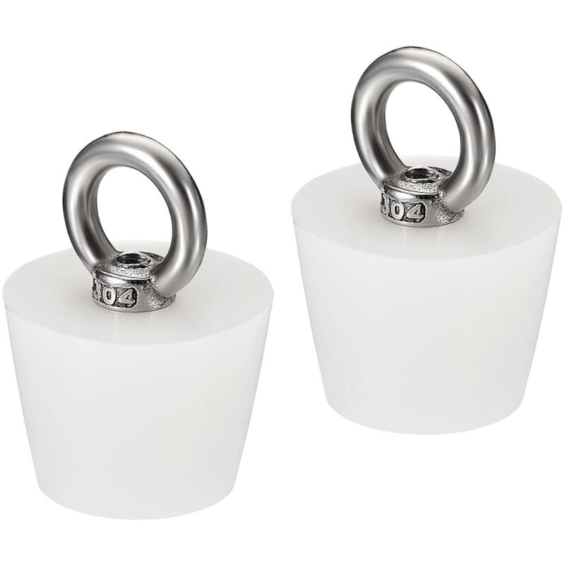 Konischer Stopfen, Silikonkautschukstopfen 28 Mm Bis 37 Mm, Massiver Badewannenstopfen Mit Ring Für Reagenzgläser, Wasserleitungen, Abflusslöcher, Weiß, 2 Stück