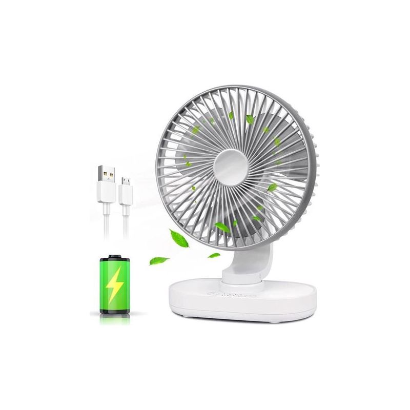 Tragbarer Tischventilator – Grau – 4000 Mah – Usb-aufladbar – 4 Geschwindigkeitsstufen – 120°-oszillation