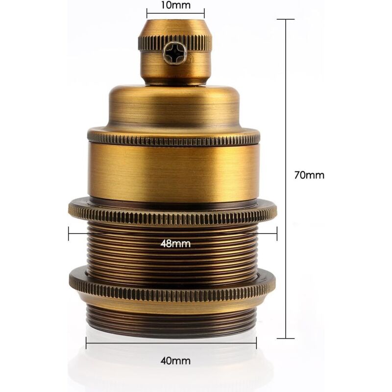 Stück Edison E27 Fassung Lampenadapter Kronleuchter Retro Vintage Antik Stil Kupfer Kabellos Für Led-lampe Keramik Innen, Antikmessing