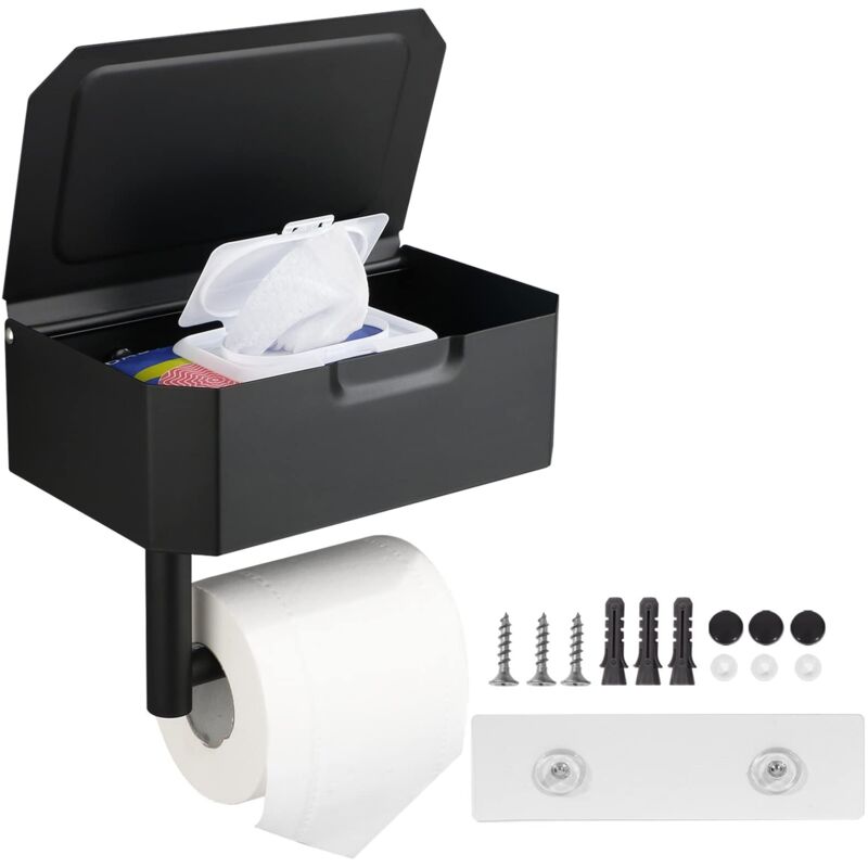 Toilettenpapierhalter Mit Feuchttuchspender, Wandmontierter Toilettenpapierhalter Aus Edelstahl Für Küche Und Bad, Zum Kleben Oder Bohren