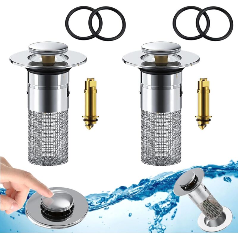 2 Stück Küchenspülen-siebe, Küchenspülen-ablaufstopfen Für 34–40 Mm Pop-up-abläufe Mit Badewannen-haarfilter
