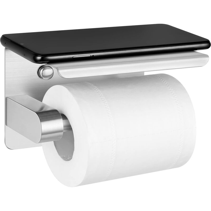 Toilettenpapierhalter Mit Ablage, Wandmontage Für Toilette Und Küche, Toilettenrollenhalter, Wasserdichter Edelstahl 304 - 3 Installationsmethoden (silber)