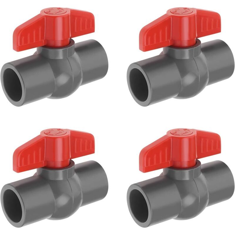 Stück Pvc-kugelhähne, 25 Mm Lochdurchmesser, Pvc-muffenanschluss, Absperrventile Für Bewässerungsanlagen, Teiche, Gewerbliche Sanitärinstallationen, Aquarien, Rot/grau