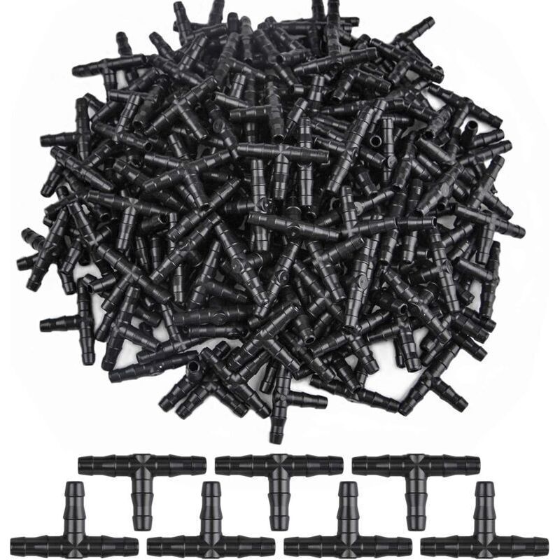 300 Stück 3-wege-t-stücke, Drei-wege-tropfschlauchverbinder Mit Widerhaken, T-stück-adapter, Schlauchanschluss, Geripptes Tropfschlauchsystem 4/7