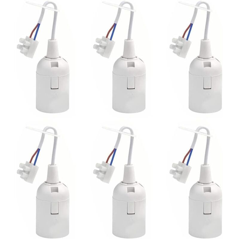 6-teiliges E27-lampenfassungsset, 2a 250v-lampenfassung, Baustellen- Und Renovierungsfassung Mit Kabel, Pendelleuchtenfassung Für Glüh- Und Led-lampen (max. 60w) – Weiß