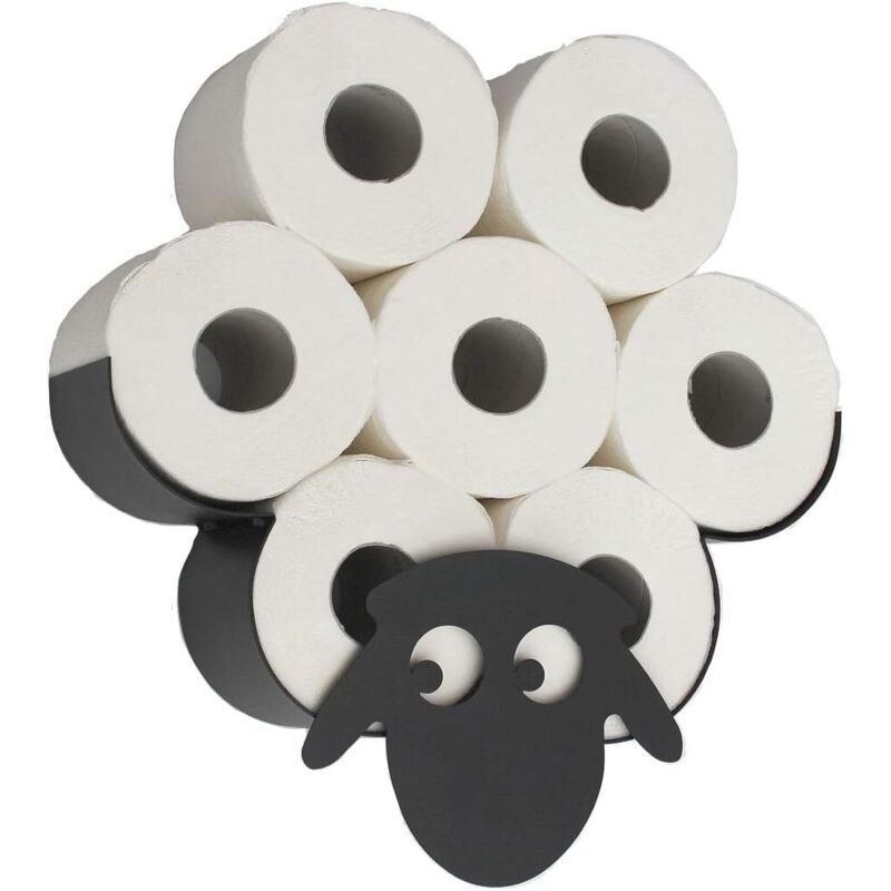Toilettenpapierrollenhalter, Originelles Schaf-toiletten-design Aus Schwarzem Metall, Freistehender, Wandmontierter Tierhalter Für Alle Arten