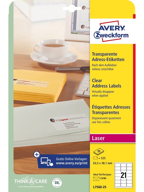 Avery Clear addressing labels
