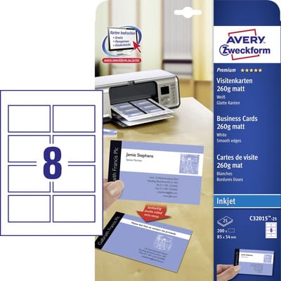 Avery Business cards white matt double-sided print 260g Quick & Clean