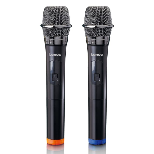 Lenco MCW-020BK - Set of 2 wireless microphones with portable battery powered receiver