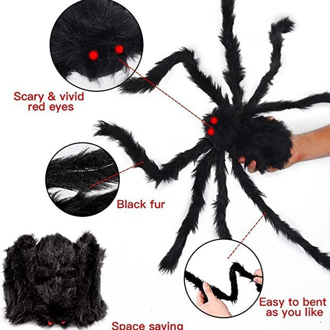 Halloween-dreiecks-spinnennetz-plüschspinne, 50 Cm, Schwarz, Für Drinnen Und Draußen, Für Garten, Terrasse Oder Rasen, Als Dekoration Für Streiche Und Szenen.