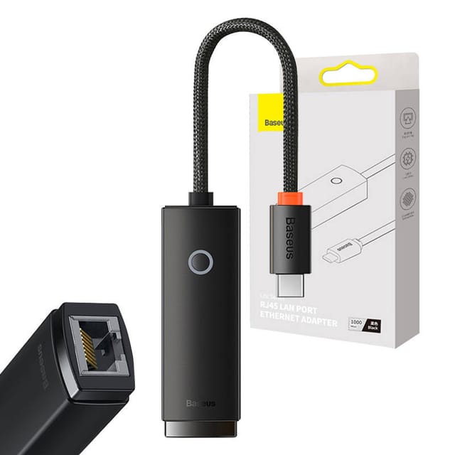 Baseus Network adapter Lite Series USB-C to RJ45 (black)