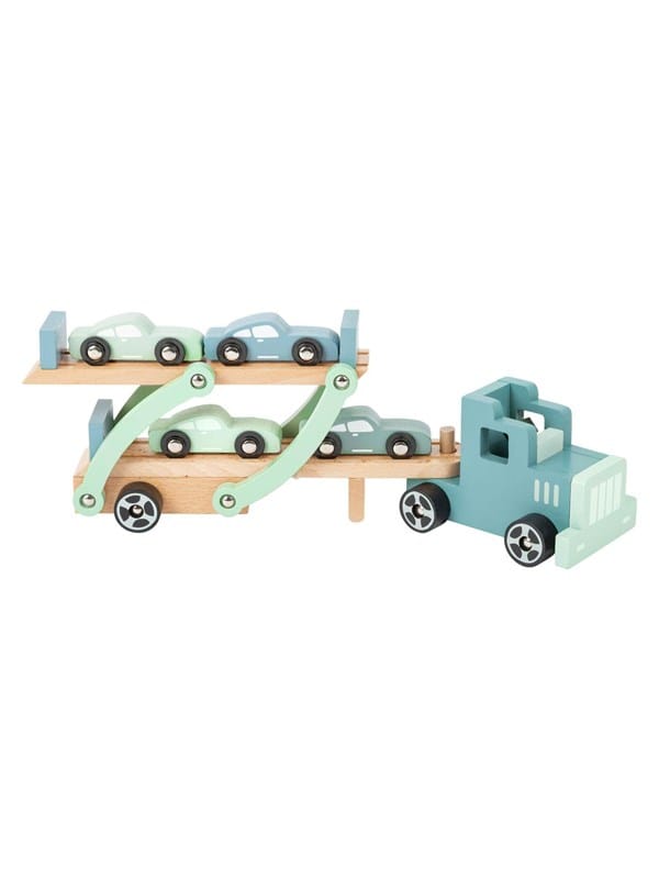 Small Foot - Wooden Truck Transporter Chicago with Cars 9dlg.