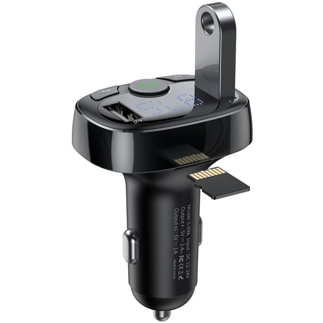Baseus FM Transmitter T typed Bluetooth 2xUSB microSD (Black)