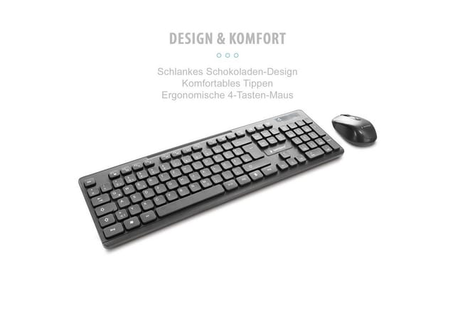 Gembird KBS-WCH-03-DE - keyboard and mouse set - German - Tastatur & Maus Set - Deutsch - Schwarz