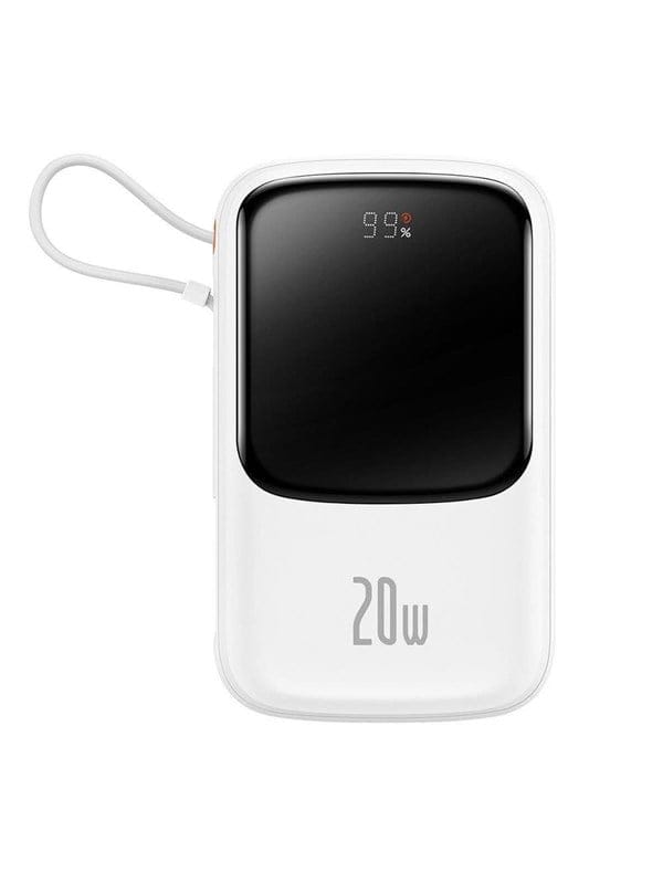 Baseus Powerbank Qpow PRO with cable USB-C 2xUSB 10000mAh 20W (White) Powerbank (Akku) - Weiß - 10000 mAh