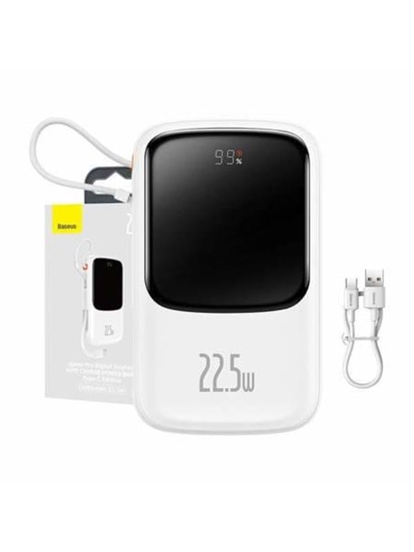 Baseus Powerbank Qpow PRO with cable 10000mAh 22.5W (White) Powerbank (Akku) - Weiß - 10000 mAh