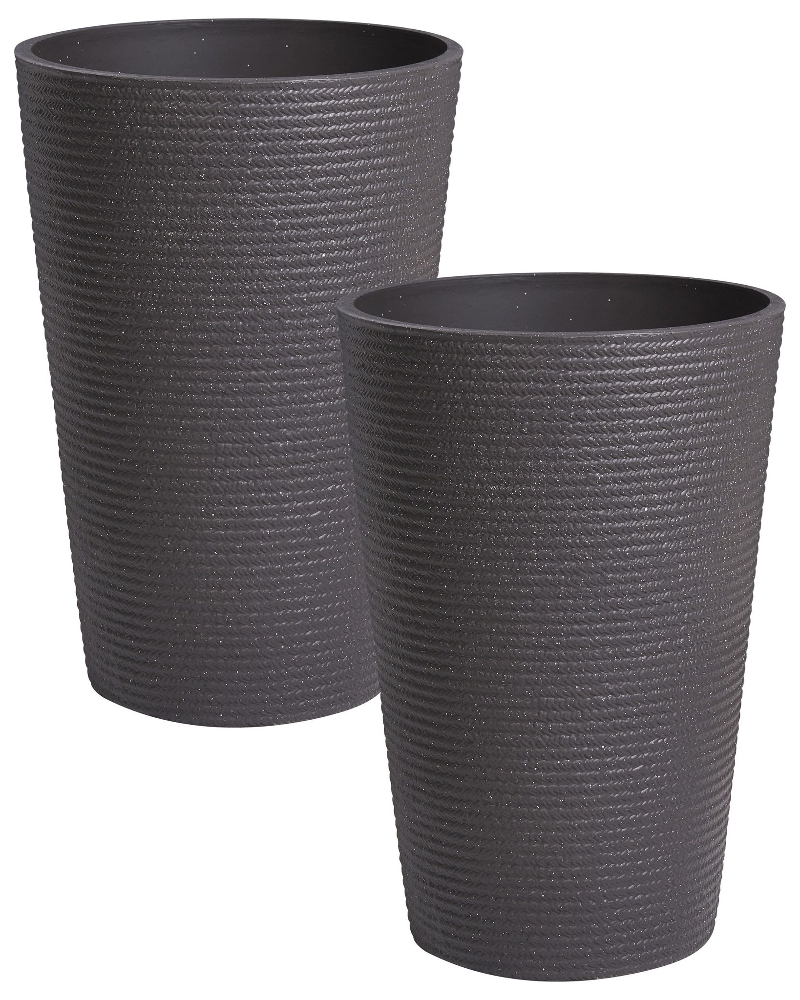 Set Mit 2 Blumentöpfen Meum 35 Cm Schwarz