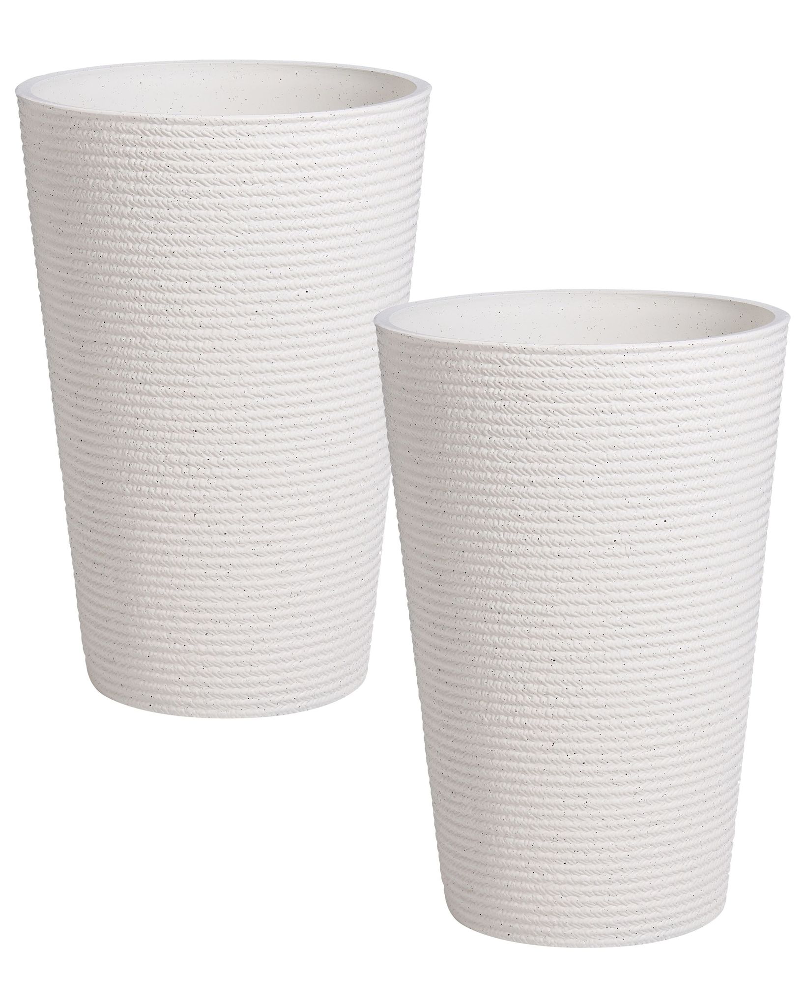 Set Mit 2 Blumentöpfen Meum 35 Cm Weiß