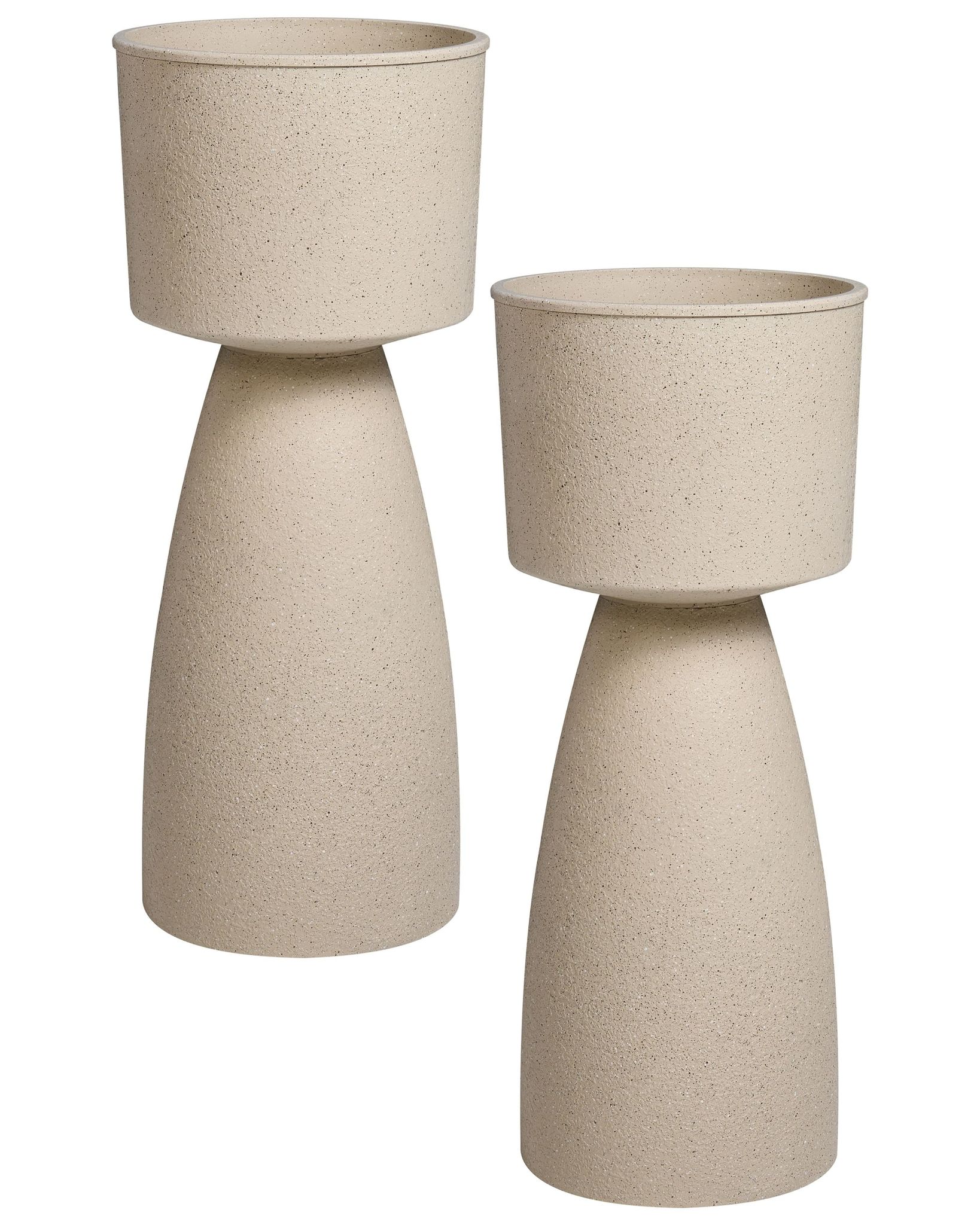 Set Mit 2 Blumentöpfen Myosotis 28 Cm Beige