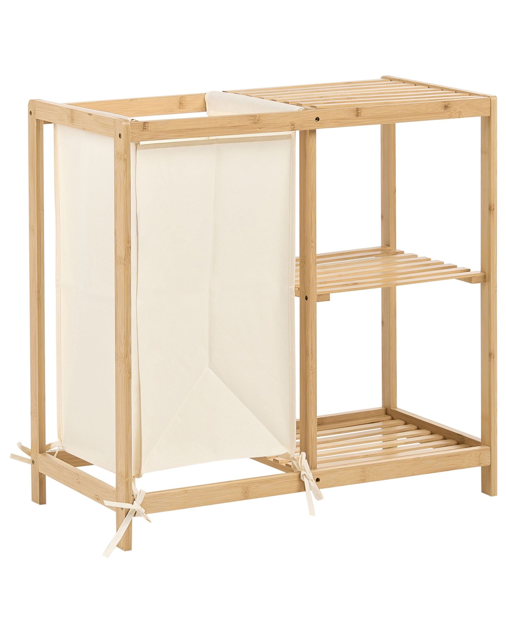 Badezimmerschrank Puilar 68 Cm Mit Wäschekorb Bambus Hellbraun