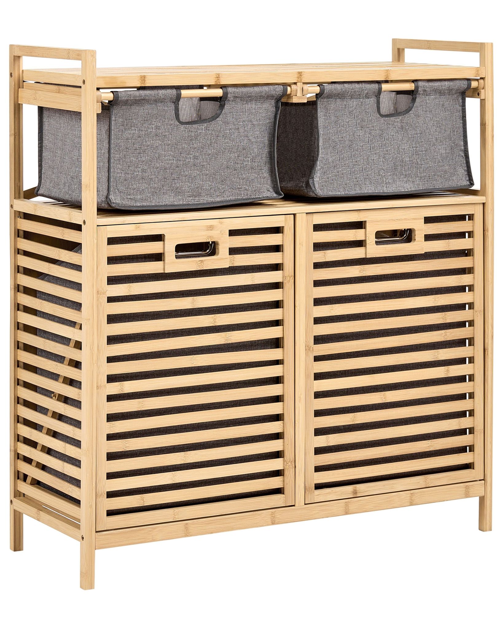 Wäscheschrank Mit Kipptür Und Aufbewahrungsboxen Cejar 88 Cm Bambus Hellbraun