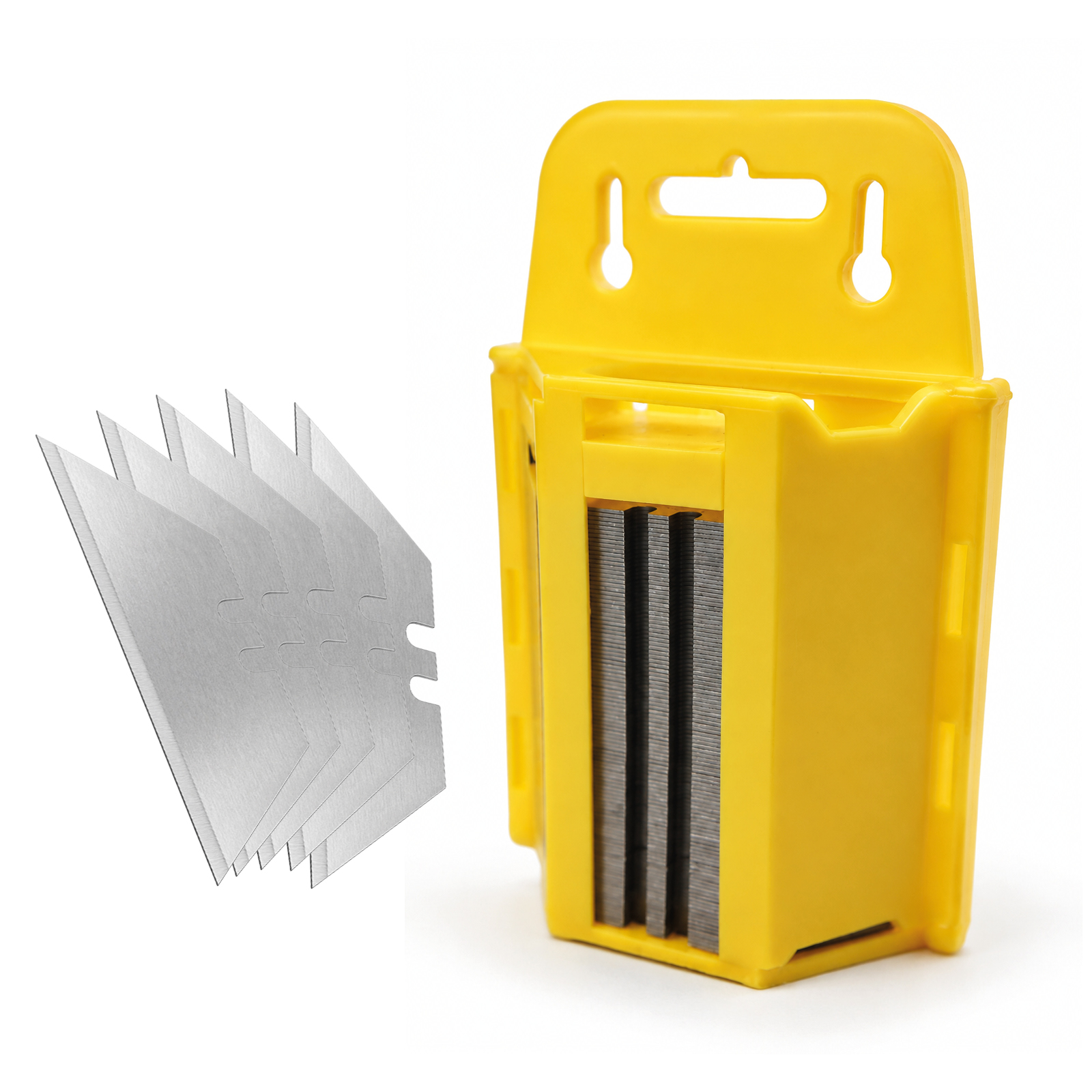 Bituxx 100x Trapezklingen 50 Mm Für Cuttermesser & Hobel – Ersatzklingen Im Praktischen Klingenspender – Scharfe Universalklingen Für Teppich, Karton, Kunststoff & Folie – Für Heimwerker & Gewerbe