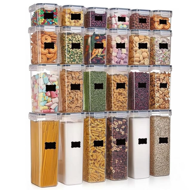 Set Von Springos Ki0172 Lebensmittelaufbewahrungsbehältern Mit Aufklebern, Transparent, 24 Stück (5908455307321)